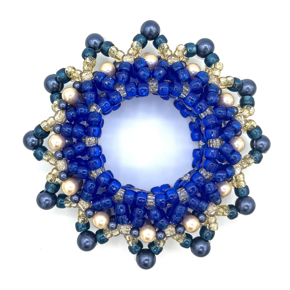🌌✨”Midnight Star” Blue/Gold Kandi Cuff